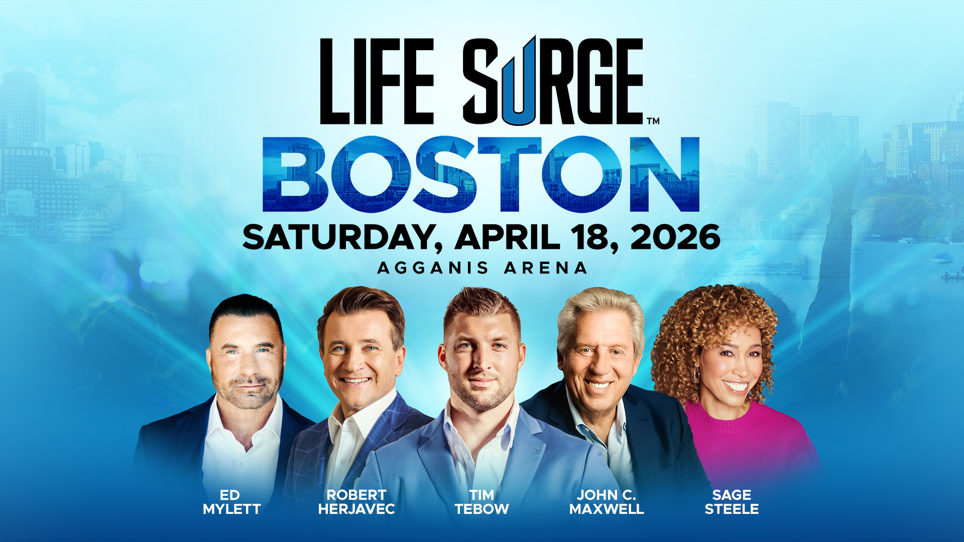 promo graphic of Life Surge Saturday with talent line up