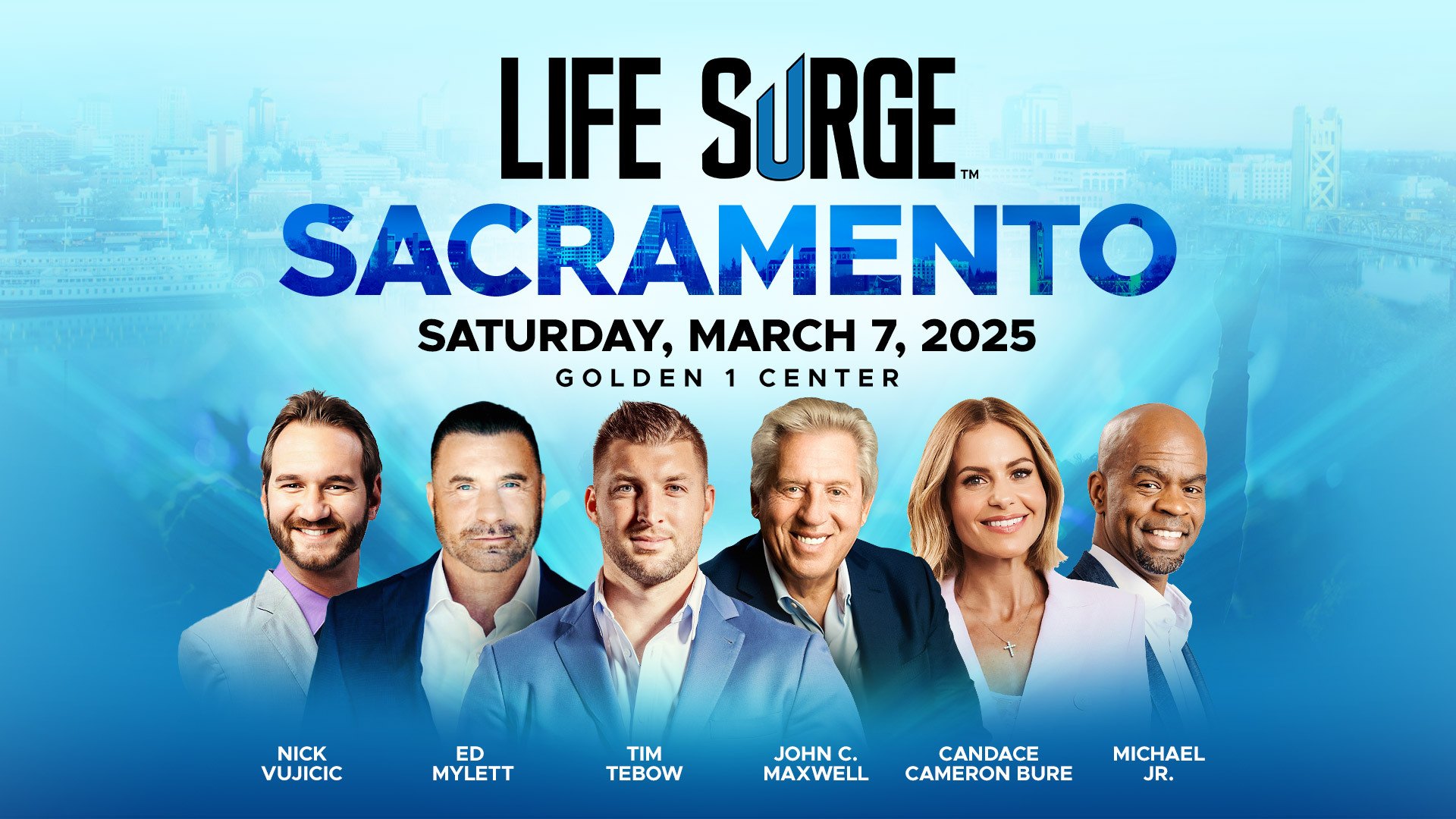 promo graphic of Life Surge Saturday with talent line up