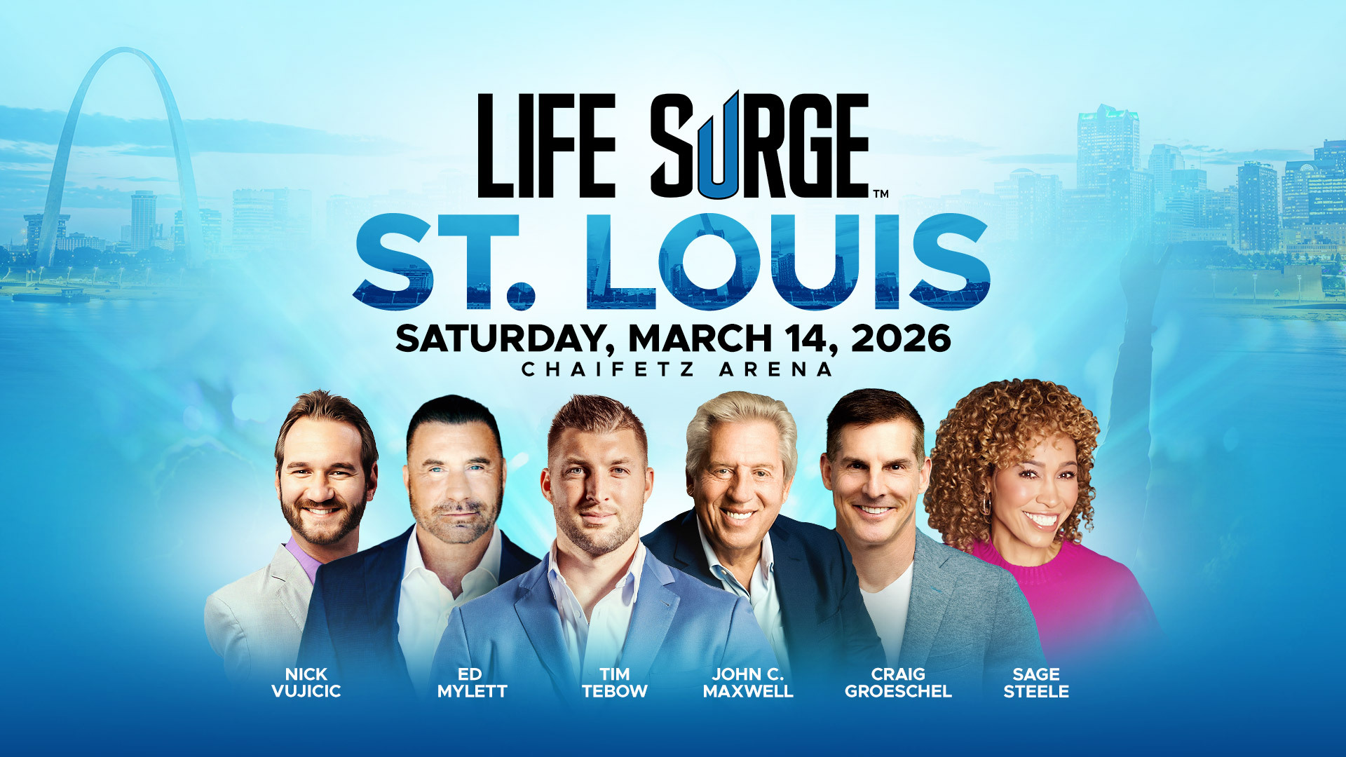 promo graphic of Life Surge Saturday with talent line up